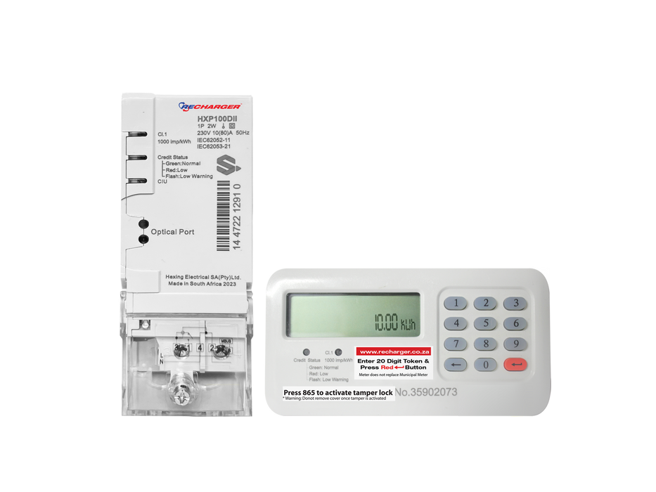 Recharger-Hex Din Rail Split Wired (MBUS)80Amp Prepaid Electricity Meter V2