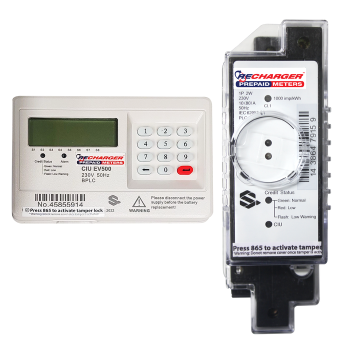Recharger - Hex Single Phase Din Rail Split Wireless (PLC) 80Amp Prepaid Electricity Meter